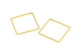 Gold Square Charm, 12 Gold Plated Brass Square Connectors (25mm) Bs-1122
