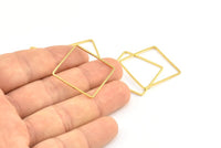 Gold Square Charm, 12 Gold Plated Brass Square Connectors (25mm) Bs-1122