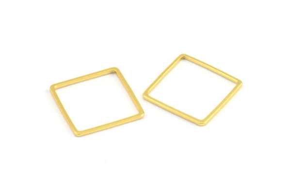 Gold Square Charm, 12 Gold Plated Brass Square Connectors (16mm) Bs-1119 Q0297