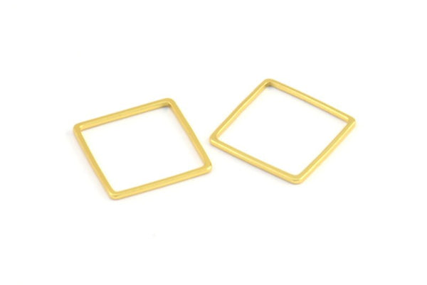 Gold Square Charm, 12 Gold Plated Brass Square Connectors (16mm) Bs-1119