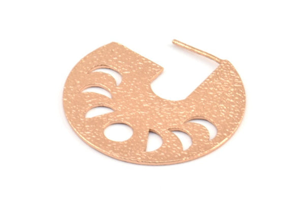 Moon Phases Earring, 2 Rose Gold Plated Brass Semi Circle Earrings, Earring Findings (34x33x1mm) E279