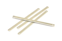 Long Necklace Bar, 10 Silver Tone Bar Connectors With 2 Holes (55x3x1mm) Brc 148--A0825 H0597