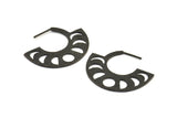 Moon Phases Earring, 2 Oxidized Brass Black Semi Circle Earrings, Earring Findings (38x30x1.2mm) BS 2069