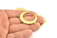 Gold Crescent Pendant, 1 Gold Plated Brass Hammered Crescent Pendants With 7 Loops (40x7.5x0.9mm) U077 Q540