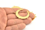 Gold Crescent Pendant, 1 Gold Plated Brass Hammered Crescent Pendants With 7 Loops (40x7.5x0.9mm) U077 Q540