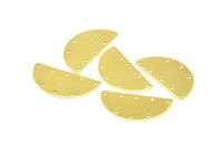Half Moon Charm, 10 Raw Brass Semi Circle Blanks With 8 Holes (30x15x0.80mm) A0737