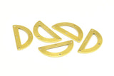 Half Moon Charm, 24 Raw Brass Semi Circle Blanks With 4 Holes (30x15x0.80mm) A0913