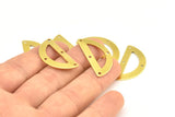 Half Moon Charm, 24 Raw Brass Semi Circle Blanks With 4 Holes (30x15x0.80mm) A0913