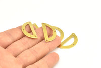 Half Moon Charm, 24 Raw Brass Semi Circle Blanks With 3 Holes (30x15x0.80mm) C010