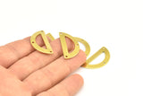 Half Moon Charm, 24 Raw Brass Semi Circle Blanks With 3 Holes (30x15x0.80mm) C010