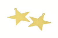 Brass Star Charm, 24 Raw Brass Star Charms with 1 Loop (30mm) B0178