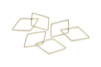 Silver Diamond Charm, 12 Silver Tone Brass Open Diamond Ring Charms (31x21.5x1mm) E051 H1671