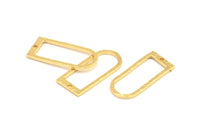 D Shape Rings, 3 Gold Plated Brass Hammered D Shape Connectors With 1 Hole, Rings  (29x13x1.3mm) BS 1873