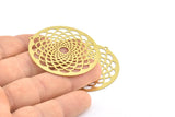 Pirinç Küpe Tılsımı, 1 Döngülü Kolye Ucuyla 6 Ham Pirinç Mandala Küpe Tılsımı, Bulgular (42 mm) E471