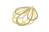 Brass Earring Charm ,6 Raw Brass Tribal Drop Shape Earring Charms With 1 Loop Pendants, Findings (47x38mm) E543