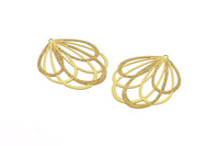 Brass Earring Charm ,6 Raw Brass Tribal Drop Shape Earring Charms With 1 Loop Pendants, Findings (47x38mm) E543