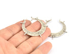 Hammered Crescent Pendant, 2 Antique Silver Plated Brass Hammered Crescent Pendants With 7 Loops (40x7.5x0.9mm) U077 H0112