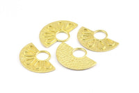 Semi Circle Pendant, 3 Raw Brass Semi Circle Pendants (28x19mm) A0212