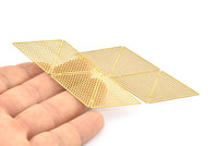 Brass Earring Charm ,6 Raw Brass Triangle Prism Earring Charms Pendants, Findings (77x27mm) E491