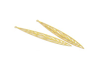 Brass Earring Charm ,10 Raw Brass Leaf Motif Earring Charms With 1 Loop Pendants, Findings (85x10mm) E476