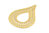 Brass Earring Charm ,4 Raw Brass Textured Drop Earring Charms With 1 Hole Pendants, Findings (64x46mm) E450