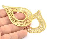 Brass Earring Charm ,4 Raw Brass Textured Drop Earring Charms With 1 Hole Pendants, Findings (64x46mm) E450