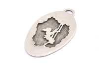 Silver Swing Charm, 2 Antique Silver Plated Brass Swing Textured Oval Charms With 1 Loop, Blanks (39x22x1.2mm) E219