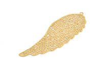 Brass Earring Charm ,6 Raw Brass Textured Wing Earring Charms With 1 Loop Pendants, Findings (69x23mm) E420
