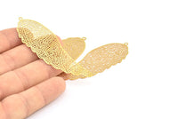 Brass Earring Charm ,6 Raw Brass Textured Wing Earring Charms With 1 Loop Pendants, Findings (69x23mm) E420