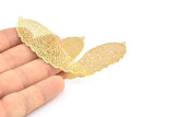 Brass Earring Charm ,6 Raw Brass Textured Wing Earring Charms With 1 Loop Pendants, Findings (69x23mm) E420