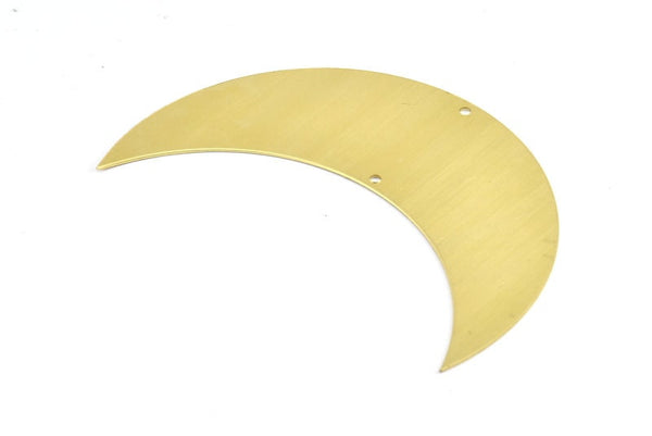 Moon Wall Art, 3 Raw Brass Crescent Moon Wall Hanging Decor with 2 Holes (75x26x0.60mm) H0278