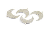 Hammered Crescent Pendant, 2 Silver Tone Brass Hammered Crescent Pendants With 1 Loop and 1 Hole (25x10x1mm) U146 H0505