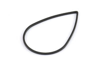 Black Drop Ring, 24 Oxidized Brass Black Drop Connectors (38x25mm) Bs 1127 S548