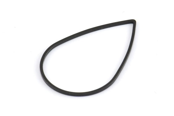 Black Drop Ring, 24 Oxidized Brass Black Drop Connectors (38x25mm) Bs 1127 S548