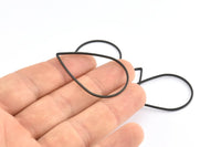 Black Drop Ring, 24 Oxidized Brass Black Drop Connectors (38x25mm) Bs 1127 S548