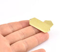Brass Hexagon Blank, 12 Raw Brass Hexagon Stamping Blank Tag Charms With 2 Holes (36x16x0.80mm) Y005