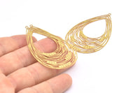 Brass Earring Charm ,4 Raw Brass Drop Motif Earring Charms Pendants With 1 Loop, Findings (57x35mm) E436