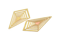Pirinç Küpe Tılsımı, 1 Delikli Kolye Uçlu 6 Ham Pirinç Elmas Küpe Tılsımı, Bulgular (60x32mm) E421