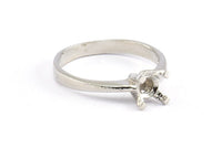 Rhinestone Ring Setting, 4 Silver Tone Brass Ring Settings (18mm) Mn93