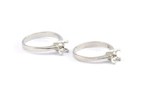 Rhinestone Ring Setting, 4 Silver Tone Brass Ring Settings (18mm) Mn93