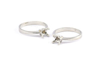 Rhinestone Ring Setting, 4 Silver Tone Brass Ring Settings (18mm) Mn93