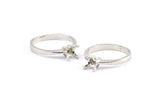 Rhinestone Ring Setting, 4 Silver Tone Brass Ring Settings (18mm) Mn93