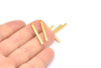 Tiny Bar Pendant, 10 Gold Plated Brass Necklace Bars With 1 Hole (30x2.5x0.80mm) E390