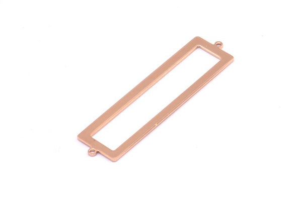Rose Gold Rectangle Connector, 2 Rose Gold Plated Brass Rectangle Connectors With 2 Loops (57x14x1mm) E124
