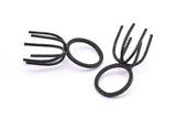 Claw Ring Settings - 5 Oxidized Black Brass Ring Blanks With 6 Claws For Natural Stones N0054 S677