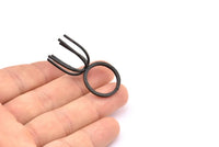 Claw Ring Settings - 5 Oxidized Black Brass Ring Blanks With 6 Claws For Natural Stones N0054 S677