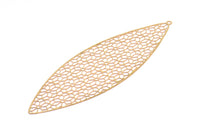 Brass Earring Charm , 4 Raw Brass Textured Marquise Earring Charms With 1 Loop Pendants, Findings (100x30mm) E487