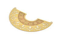 Brass Earring Charm ,4 Raw Brass Ethnic Motif Earring Charms With 2 Loops Pendants, Findings (63x23mm) E458
