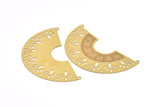 Brass Earring Charm ,4 Raw Brass Ethnic Motif Earring Charms With 2 Loops Pendants, Findings (63x23mm) E458