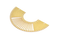 Brass Earring Charm ,6 Raw Brass Ethnic Motif Earring Charms With 2 Holes Pendants, Findings (62x20mm) E519